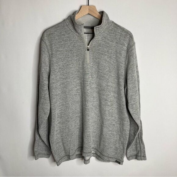 Mens Eddie Bauer Pullover Gray Sweatshirt 1/4 Zip Large - Picture 1 of 7